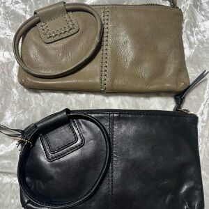 Nina Black and Tan Leather Clutch Set